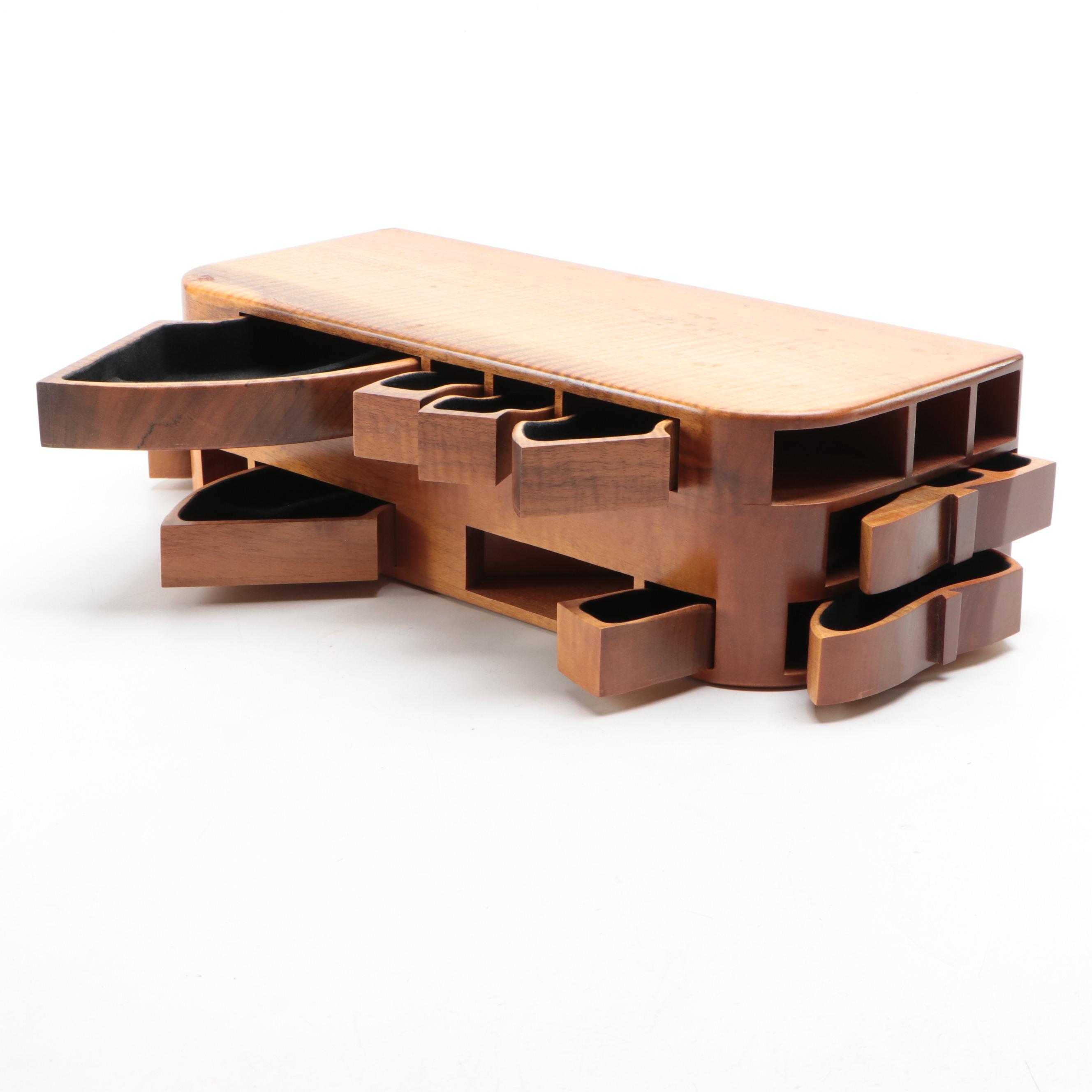 Jeff Vollmer Handmade Myrtle Burl Wood Puzzle Box Jewelry Box EBTH