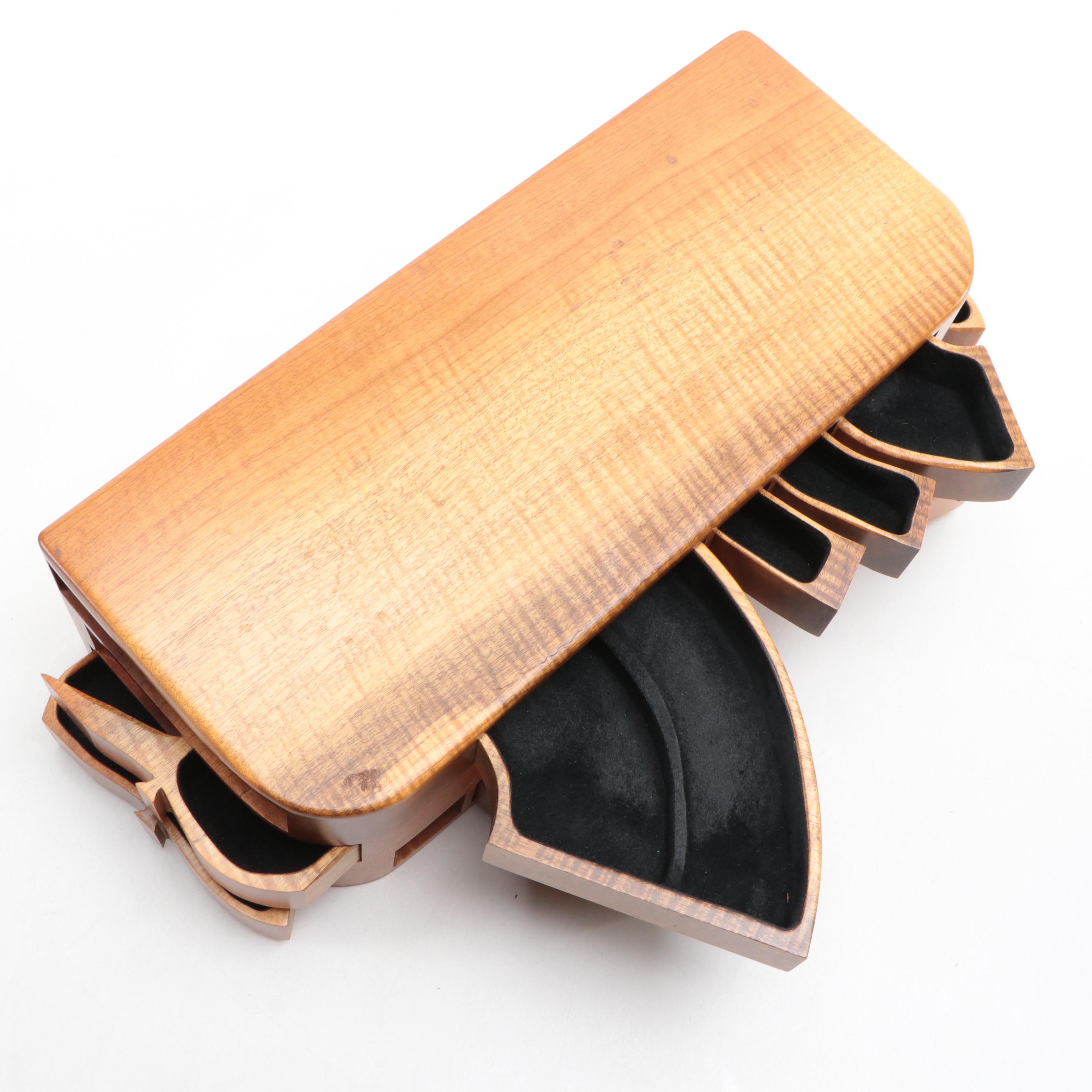 Jeff Vollmer Handmade Myrtle Burl Wood Puzzle Box Jewelry Box EBTH