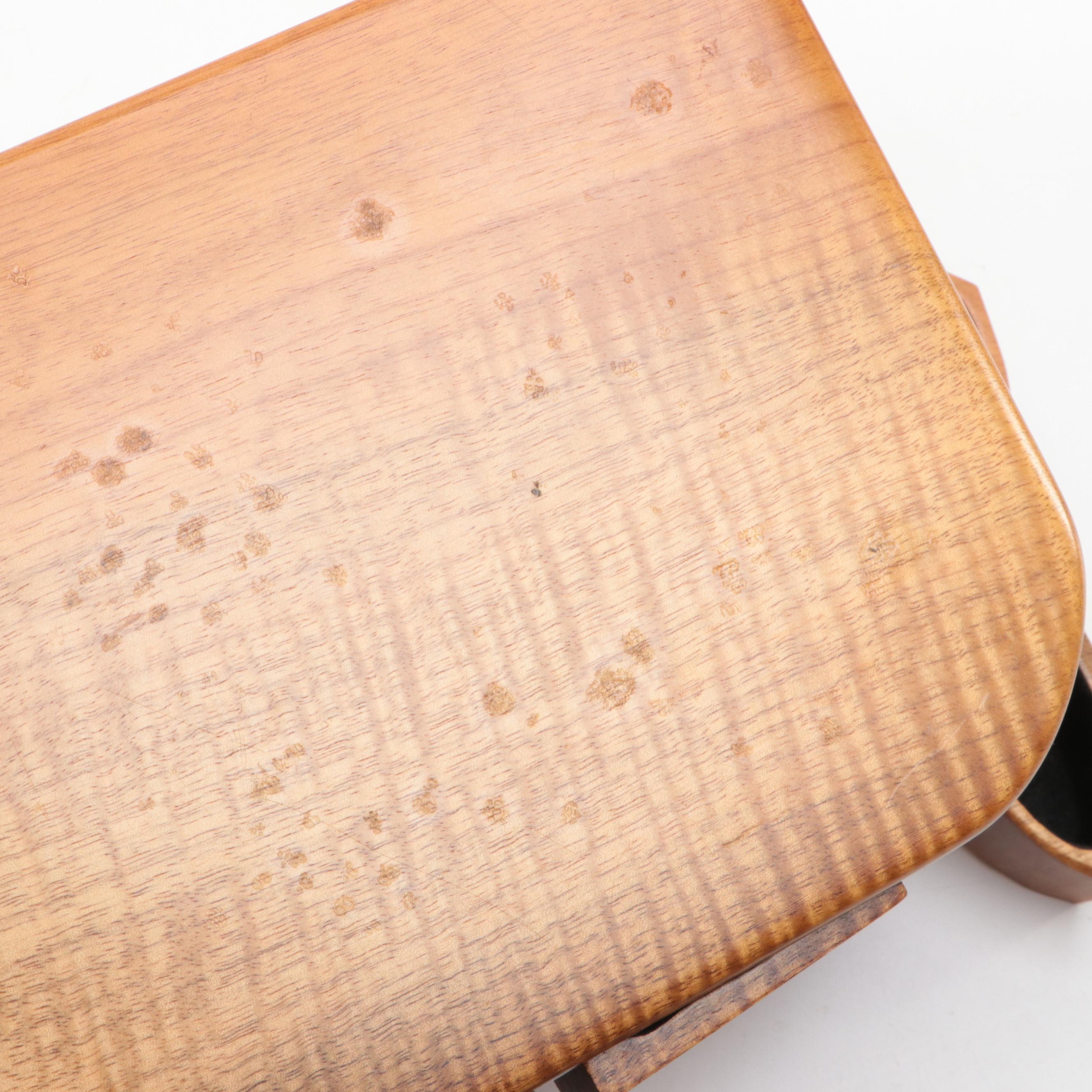 Jeff Vollmer Handmade Myrtle Burl Wood Puzzle Box Jewelry Box EBTH