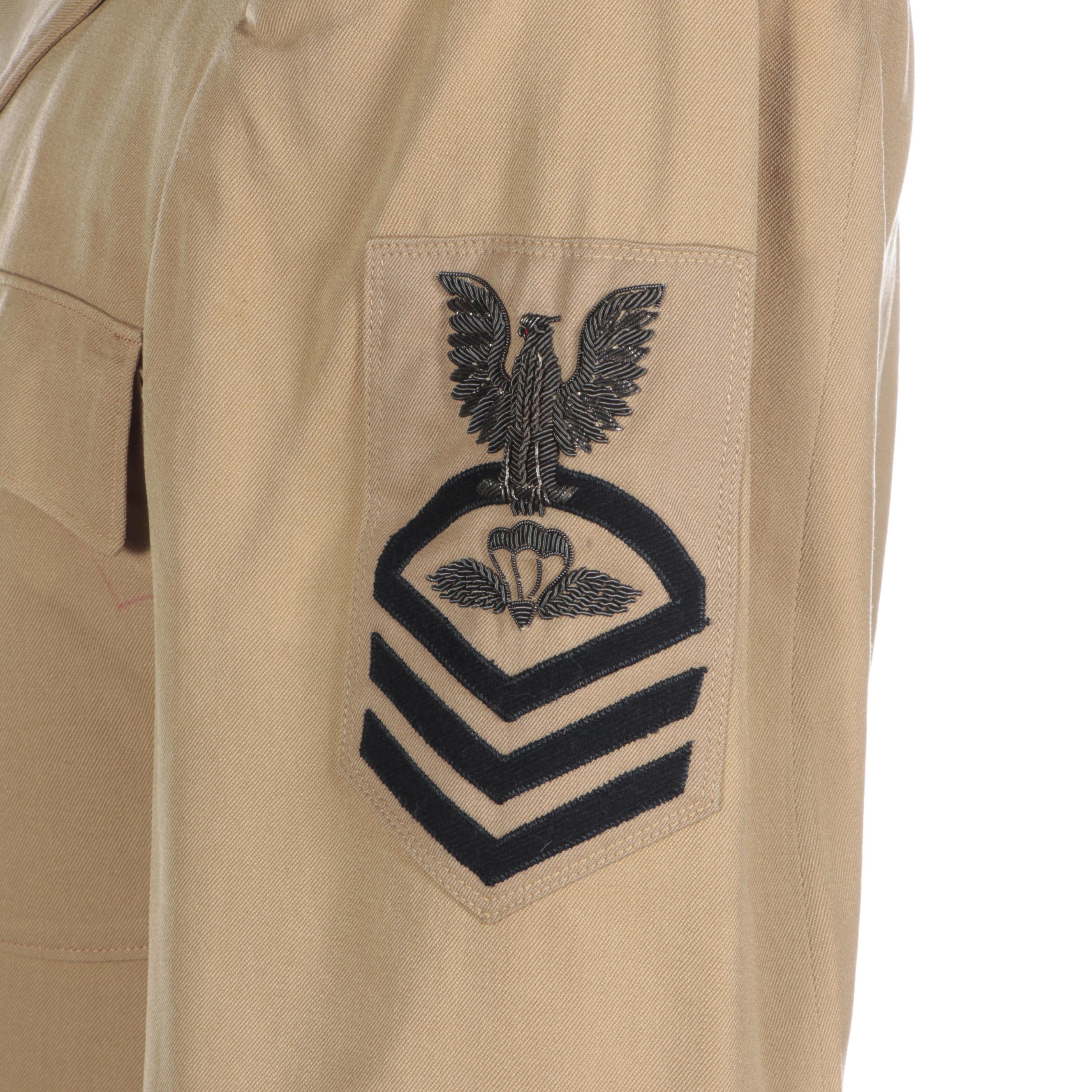 WWII Era U.S. Navy Service Dress Khaki Uniform Jacket with Rank Insignia EBTH