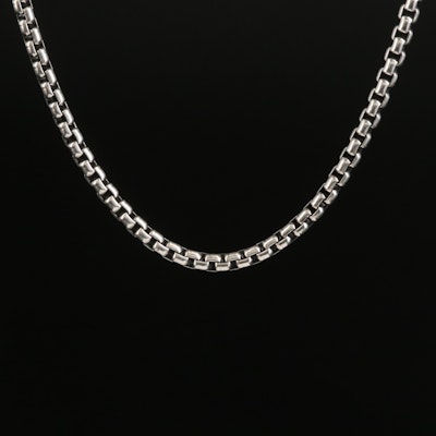 David Yurman Sterling Box Chain Necklace with 14K Tag