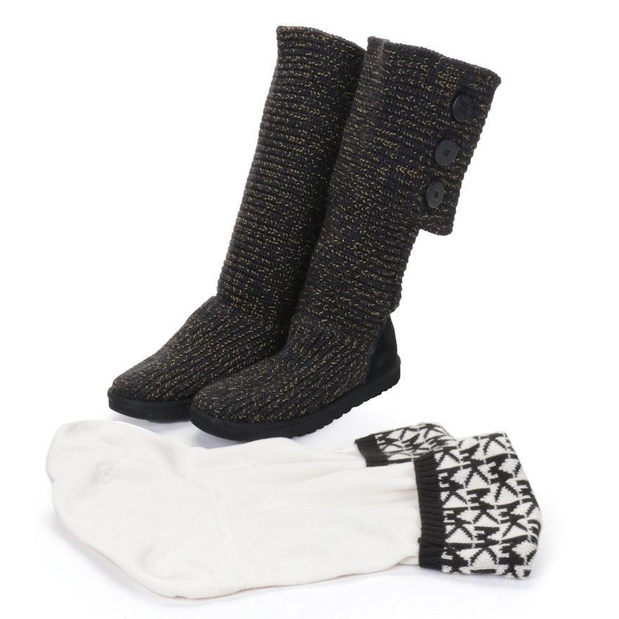 UGG Australia Classic Cardy Knit Boots With Michael Kors Boot Socks