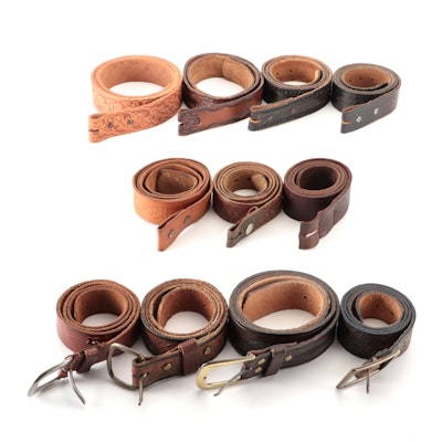 Leather Belts and Straps Including Latitan Hand-Stained Tooled Leather and More