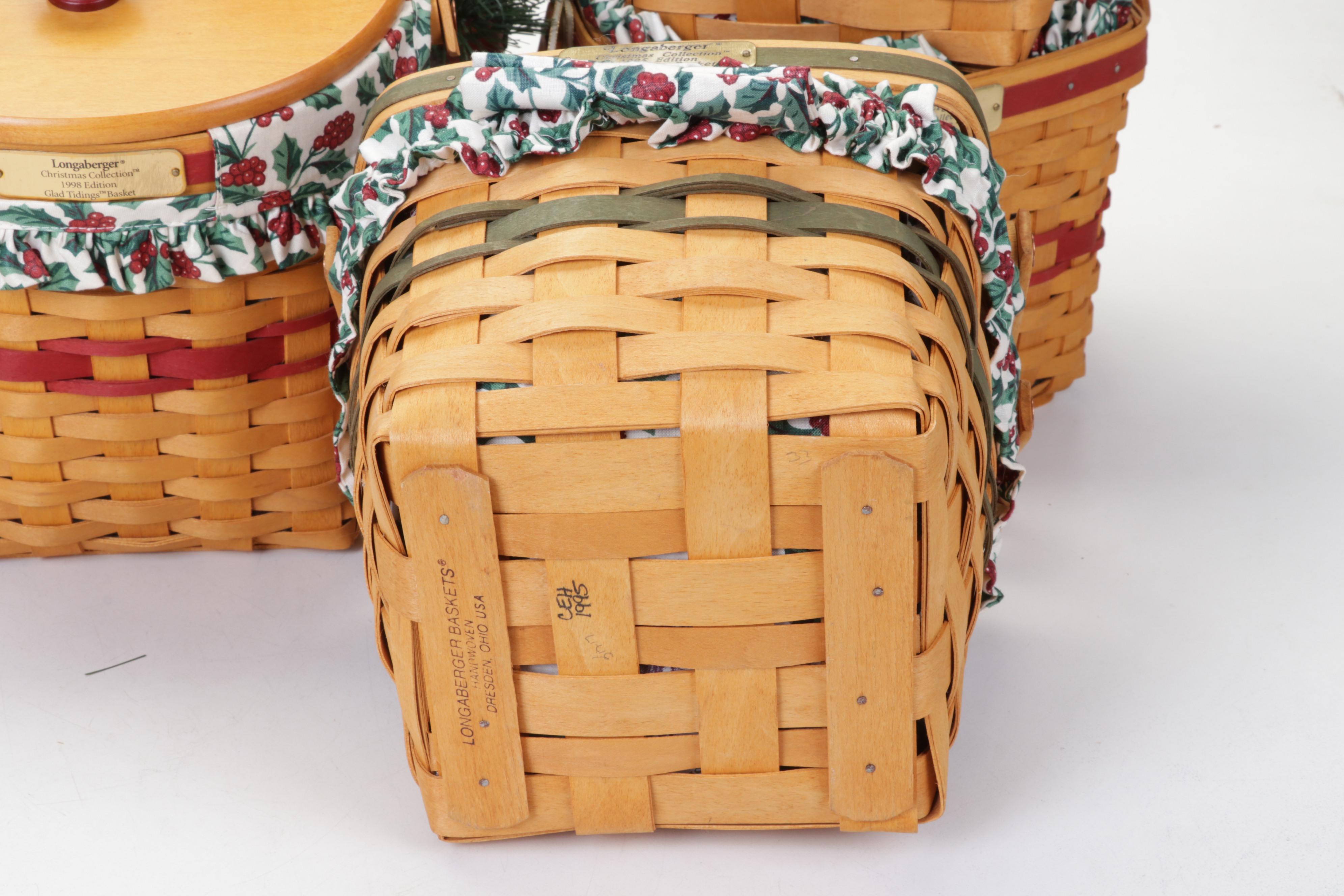 Longaberger Baskets and Stands Including "Holiday Cheer" EBTH