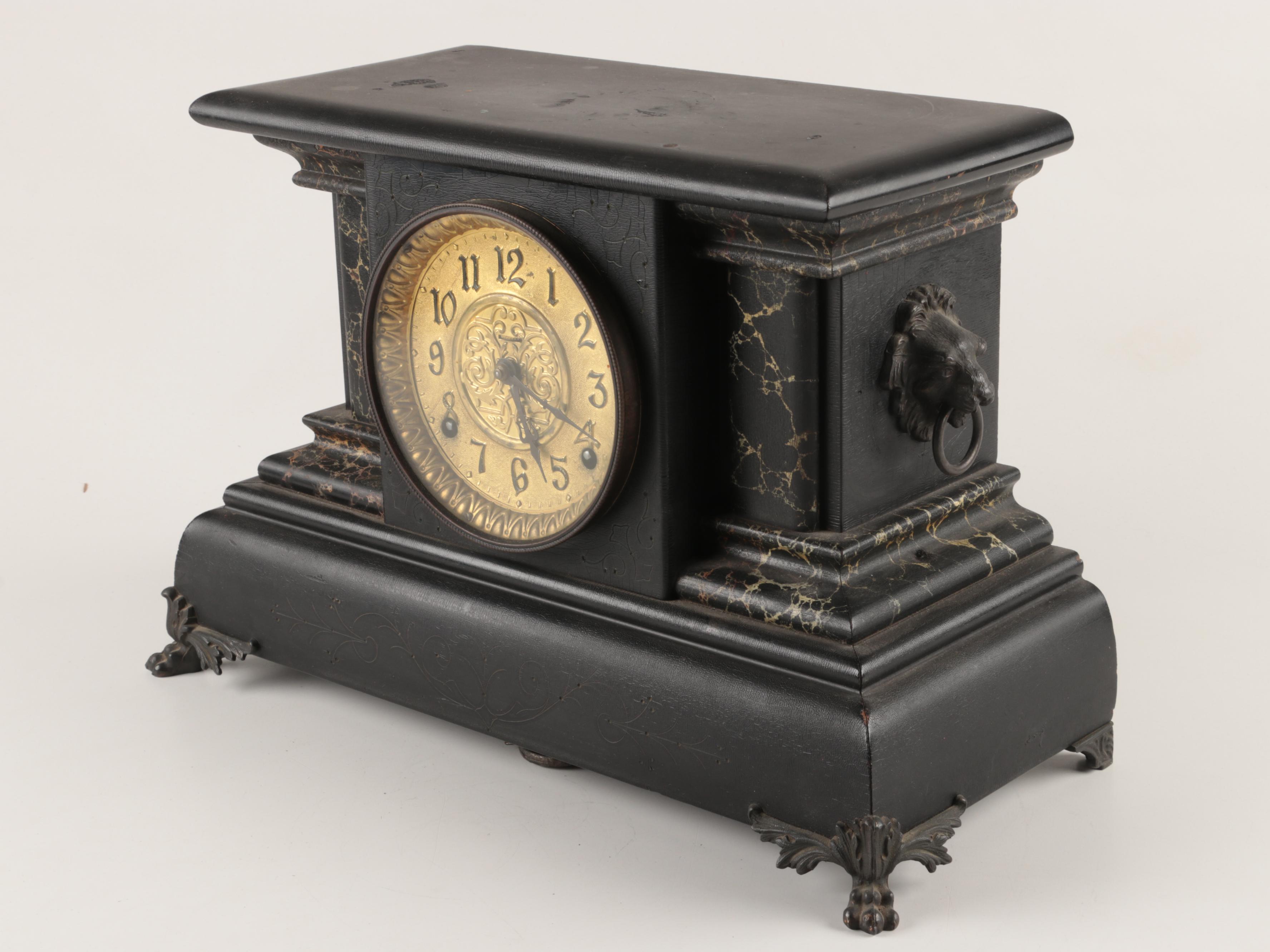 The E. Ingraham Co. "Regent" Lion's Head Eight Day Mantel Clock | EBTH