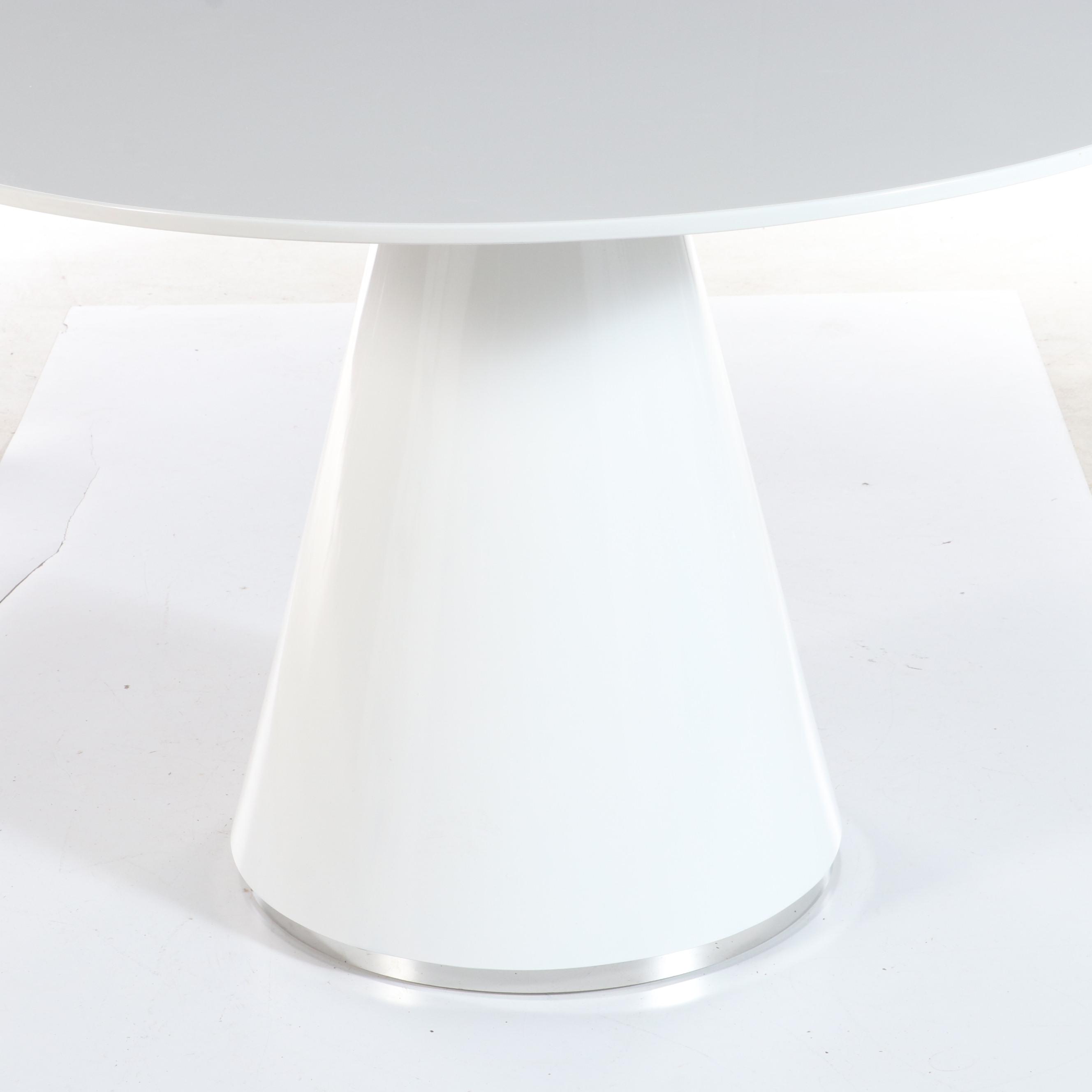 Otago Modernist White Laminate Pedestal Dining Table EBTH