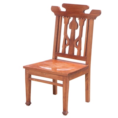 Asian Carved Hardwood Side Chair
