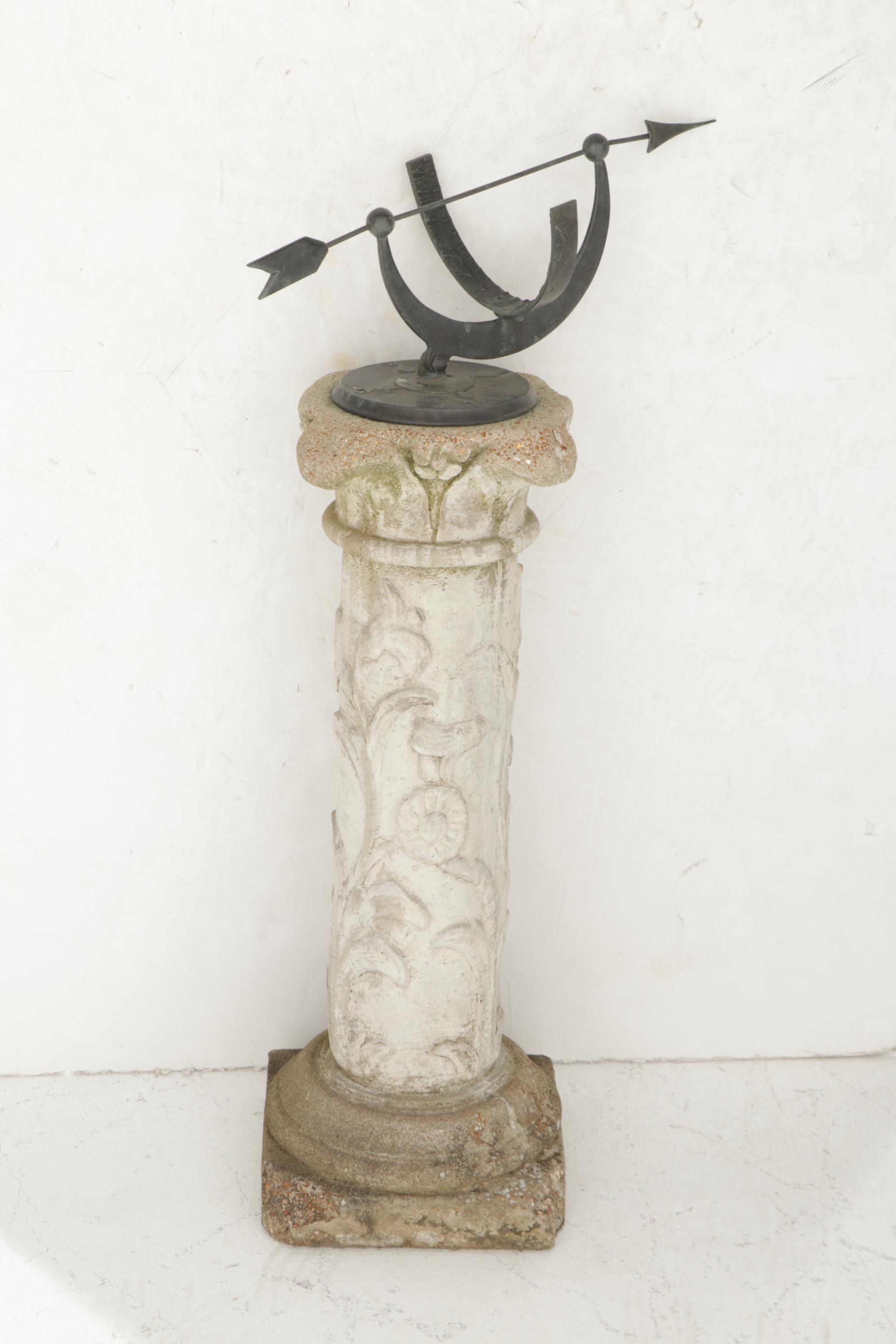 Armillary Sundial With Concrete Pedestal Garden Sculpture | EBTH