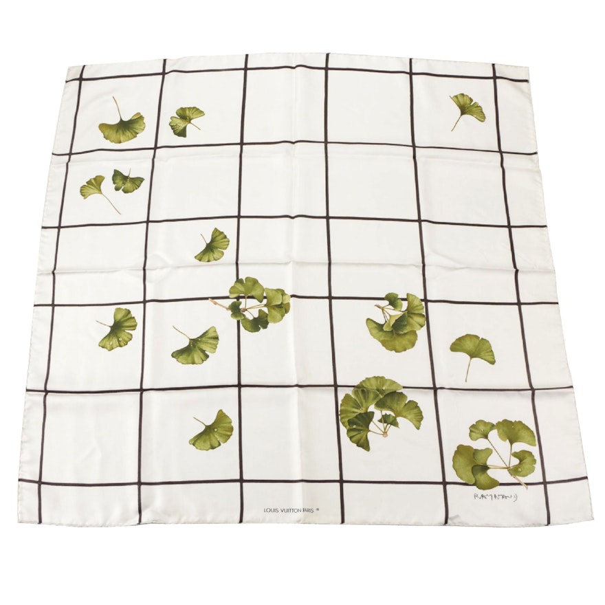 Louis Vuitton Ginkgo Leaf Patterned Silk Scarf with Box