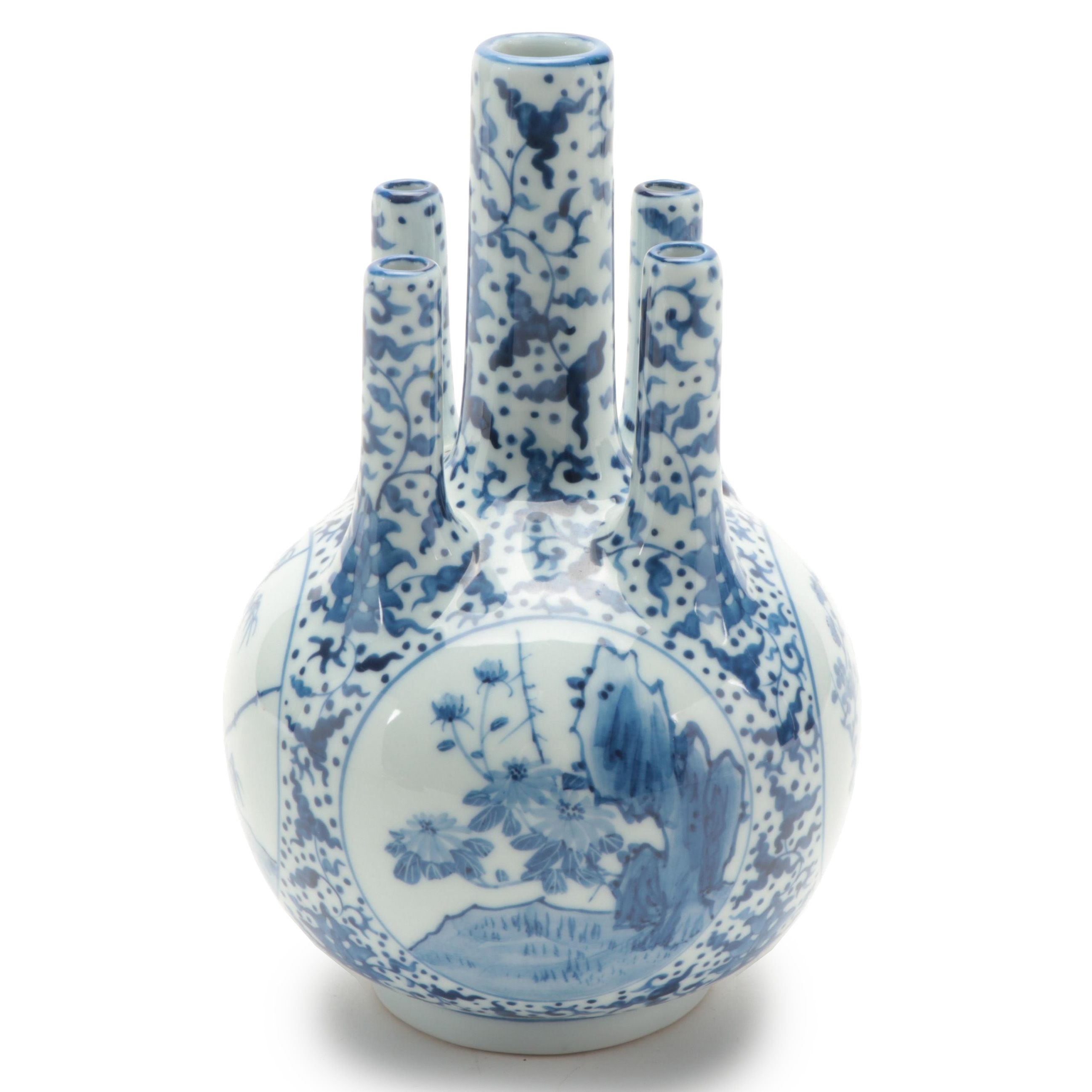 Chinese Blue and White Porcelain Tulip Vase EBTH