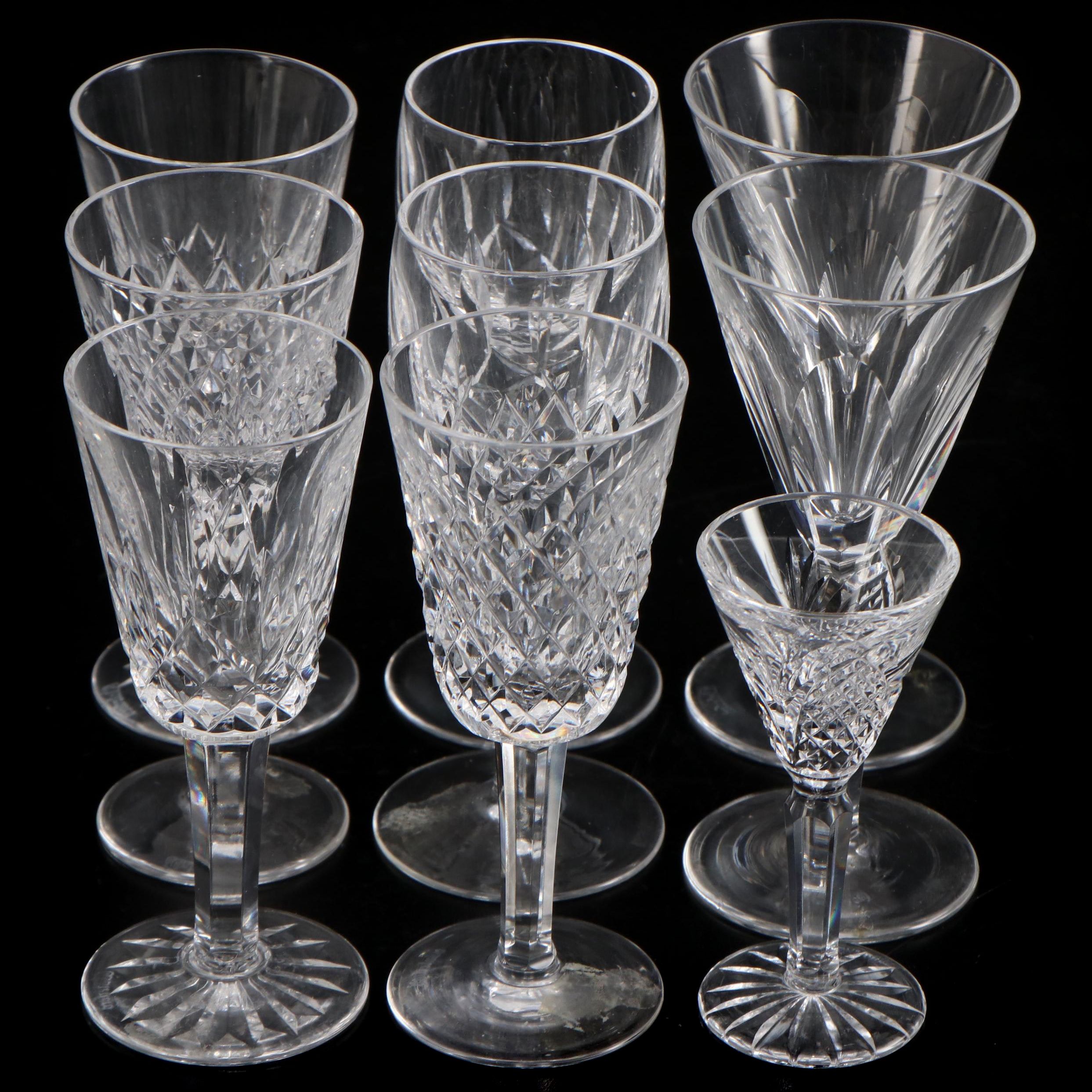 Waterford Crystal "Kildare" Sherry Glasses with Other Waterford Crystal