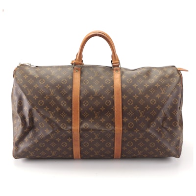 Louis Vuitton Keepall 60 Travel Bag in Monogram Canvas and Vachetta Leather
