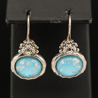 Michael Dawkins Sterling Rock Crystal Quartz and Faux Turquoise Doublet Earrings