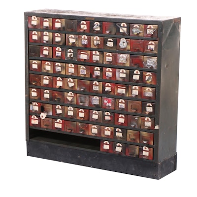 Metal Multi-Drawer Small Parts Hardware Cabinet, Mid-20th Century
