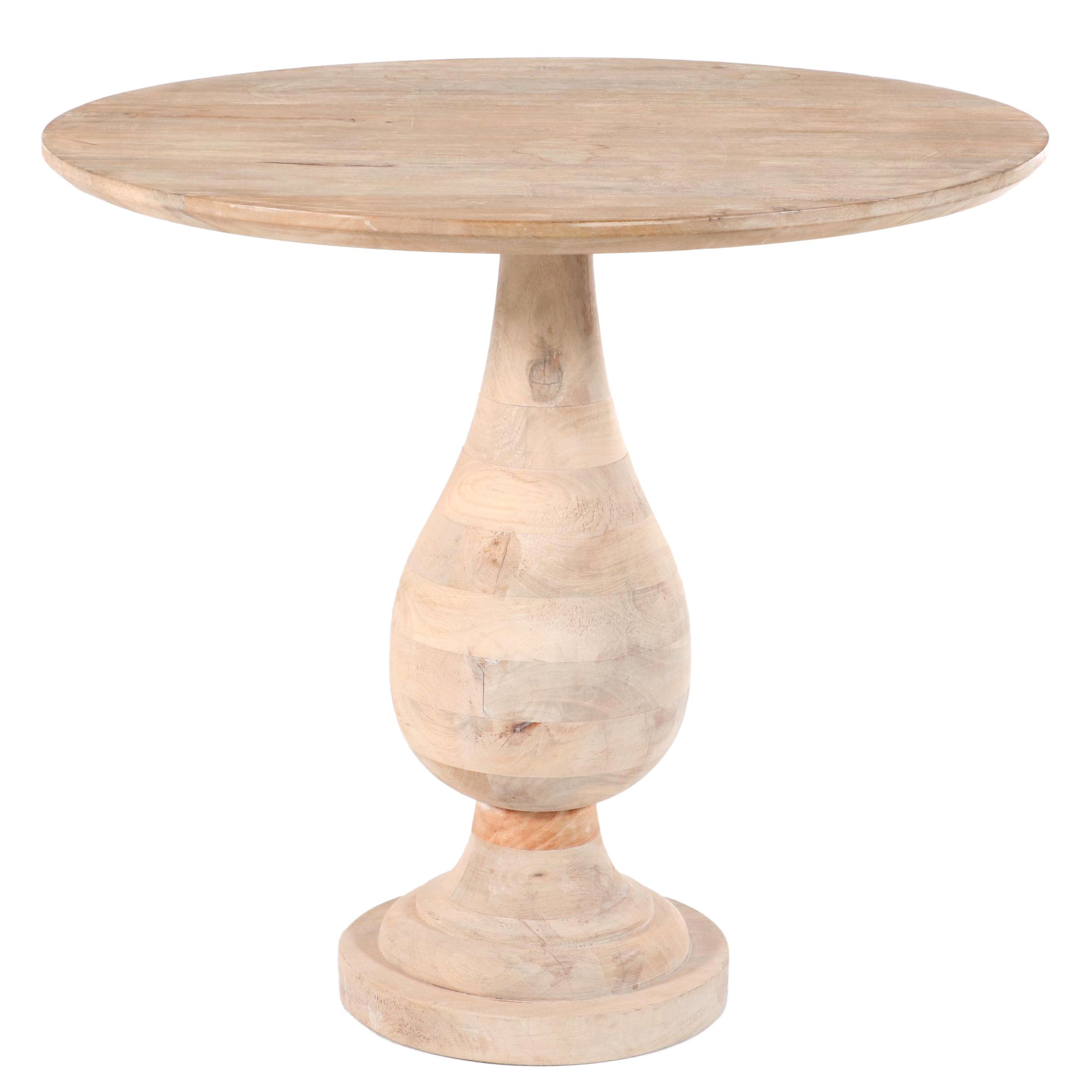 West Elm Turned Mango Wood Pedestal Table EBTH
