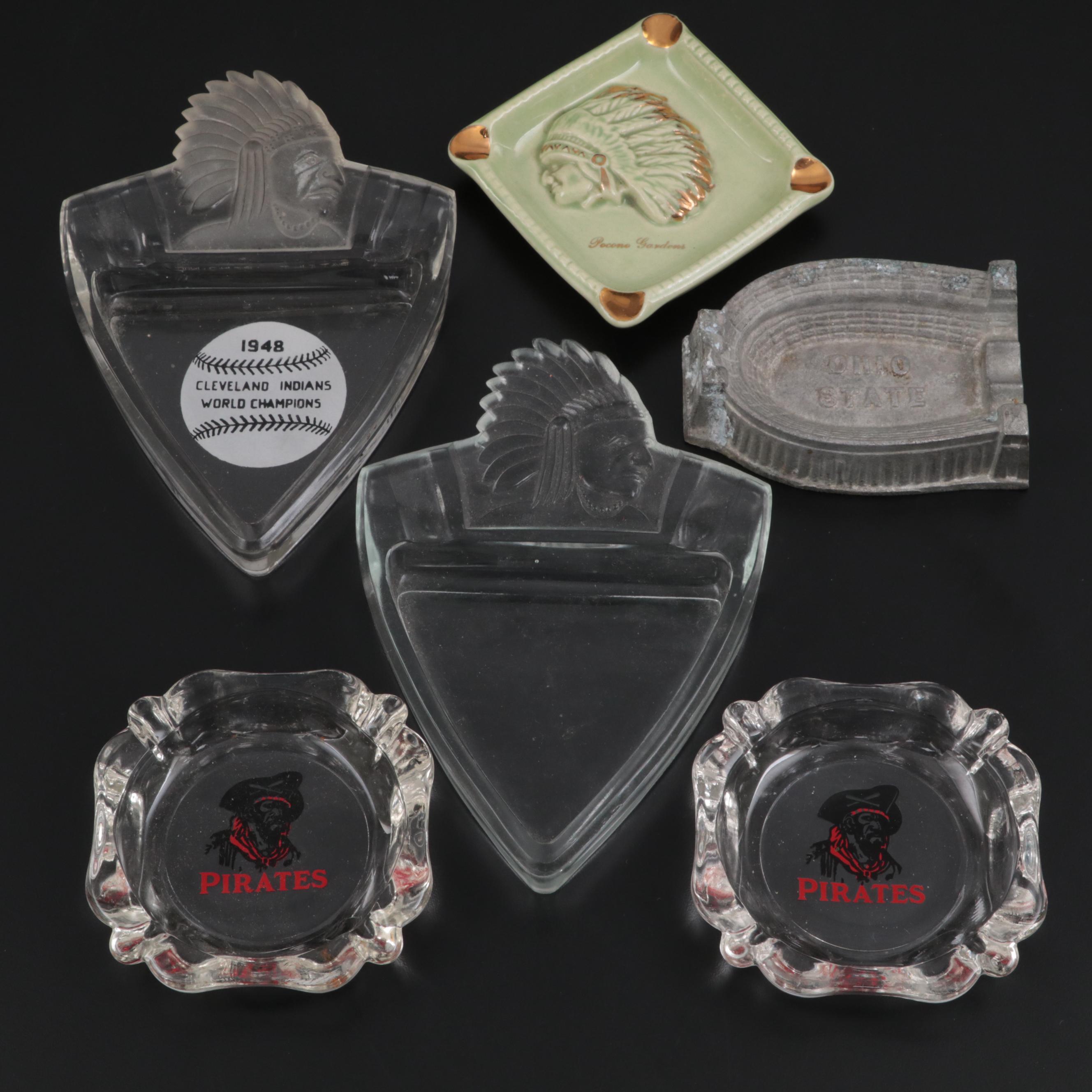 1948 Cleveland Indians World Champs, Pirates, OSU, Other Glass, Ceramic