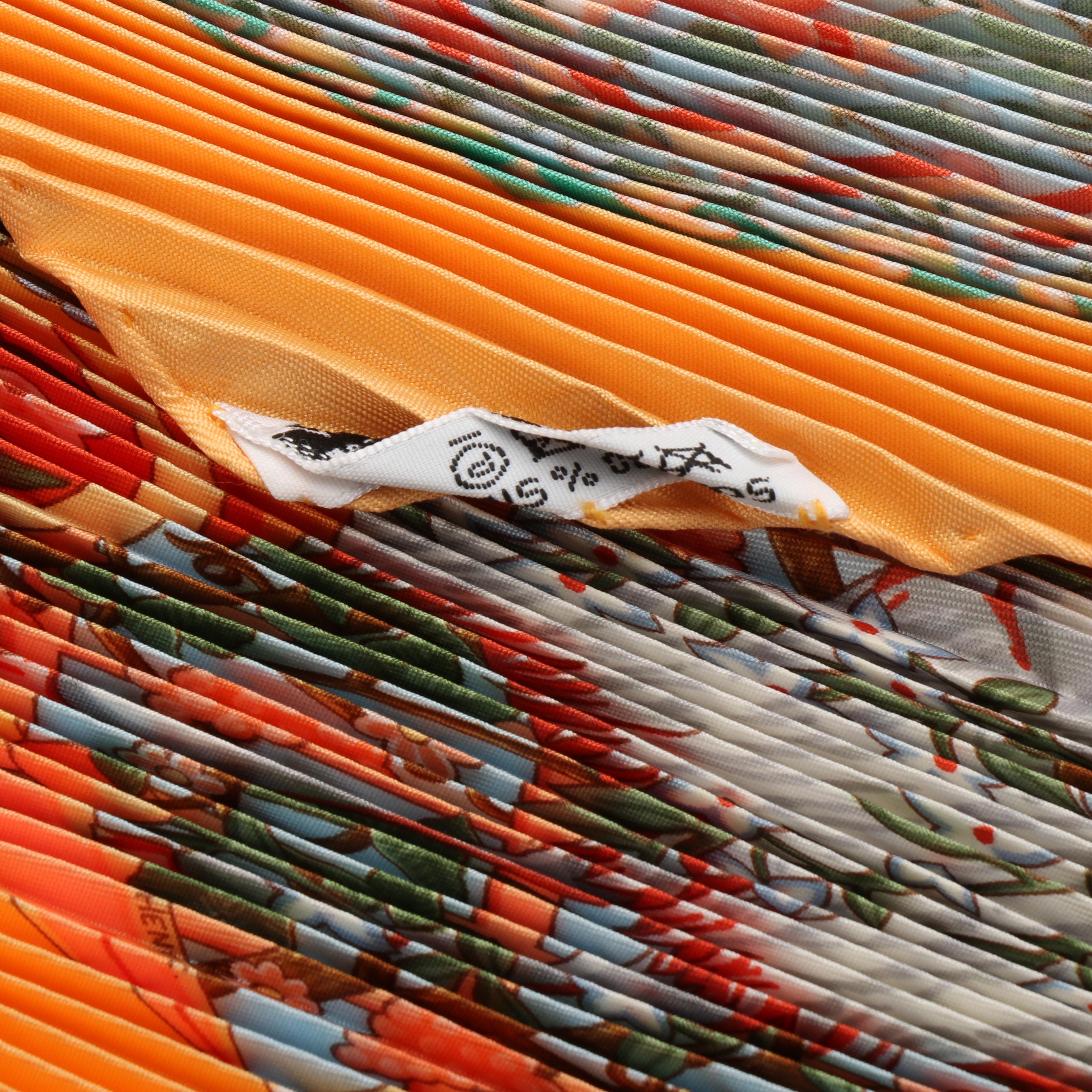 Hermès "Axis Mundi" Plissé Silk Twill Scarf with Box EBTH