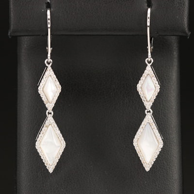 Sterling Mother-of-Pearl and Topaz Drop Earrings