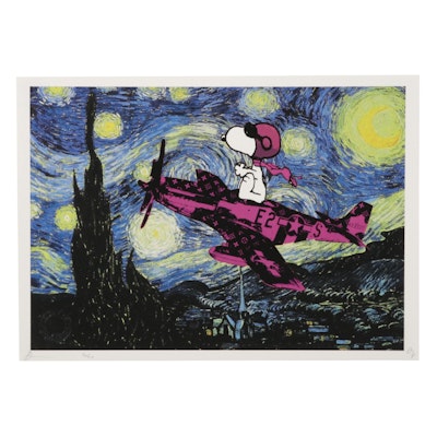 Death NYC Pop Art Graphic Print Homage to Van Gogh Featuring Snoopy, 2020