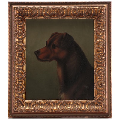 Dog Portrait Oil Painting, Mid-20th Century