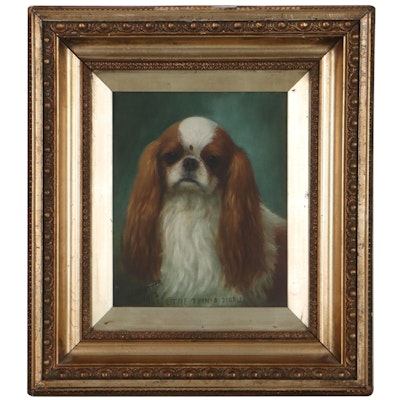 Henry Crowther Canine Portrait Oil Painting "Little Tommy's Double," 1912