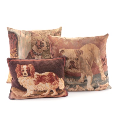 Needlepoint King Charles Spaniel With Tapestry Bulldog and Other Pillows