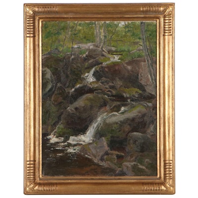George W. Picknell Rocky Landscape Oil Painting