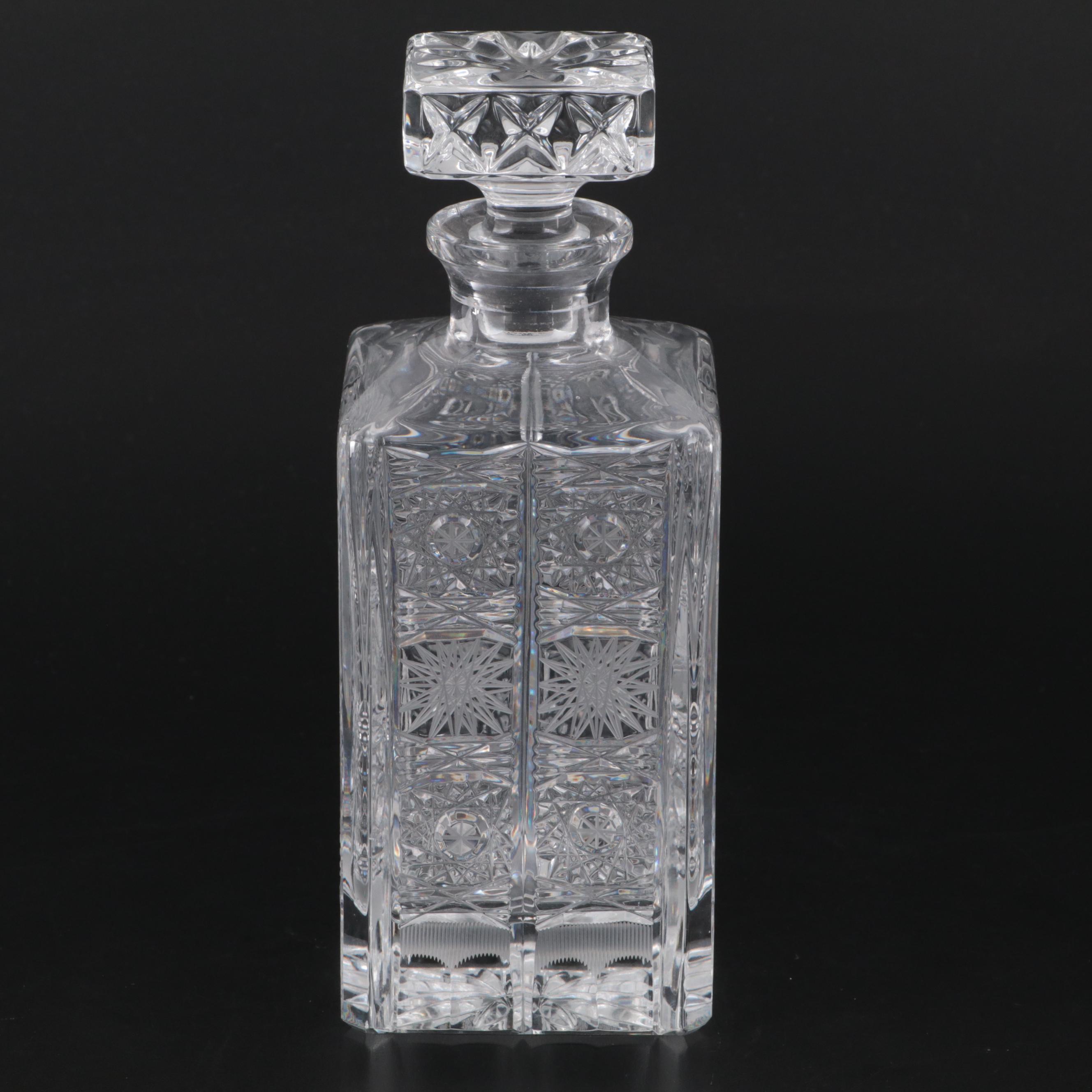 Star and Pinwheel Cut Crystal Decanter and Highball Glasses EBTH