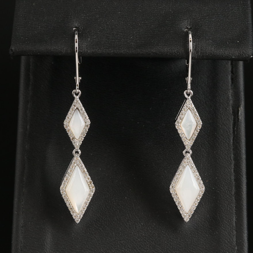 Sterling Mother-of-Pearl and Topaz Earrings