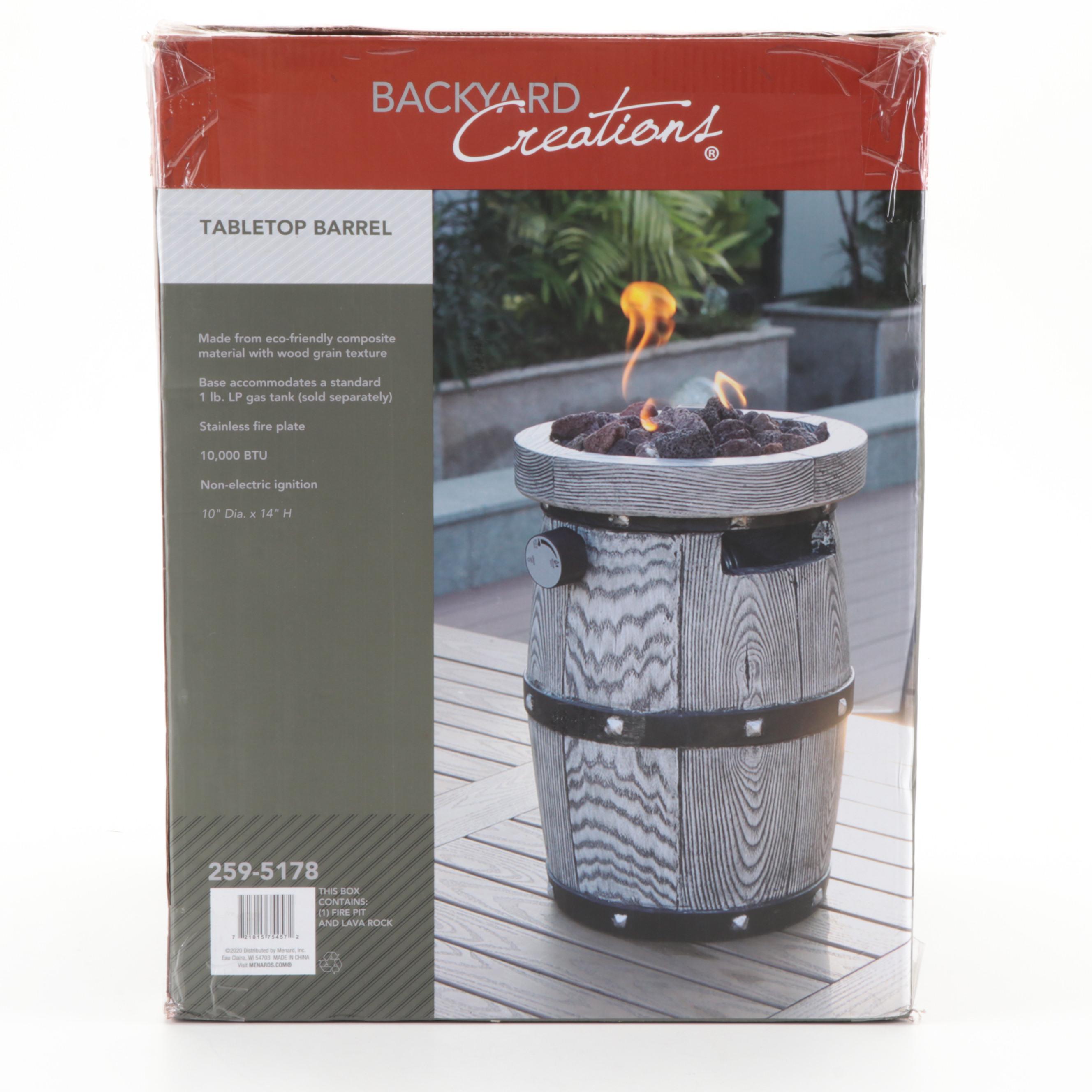 Backyard Creations Tabletop Barrel Fire Pit EBTH