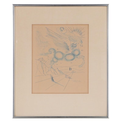 Salvador Dalí Etching "Pegasus in Flight With an Angel"