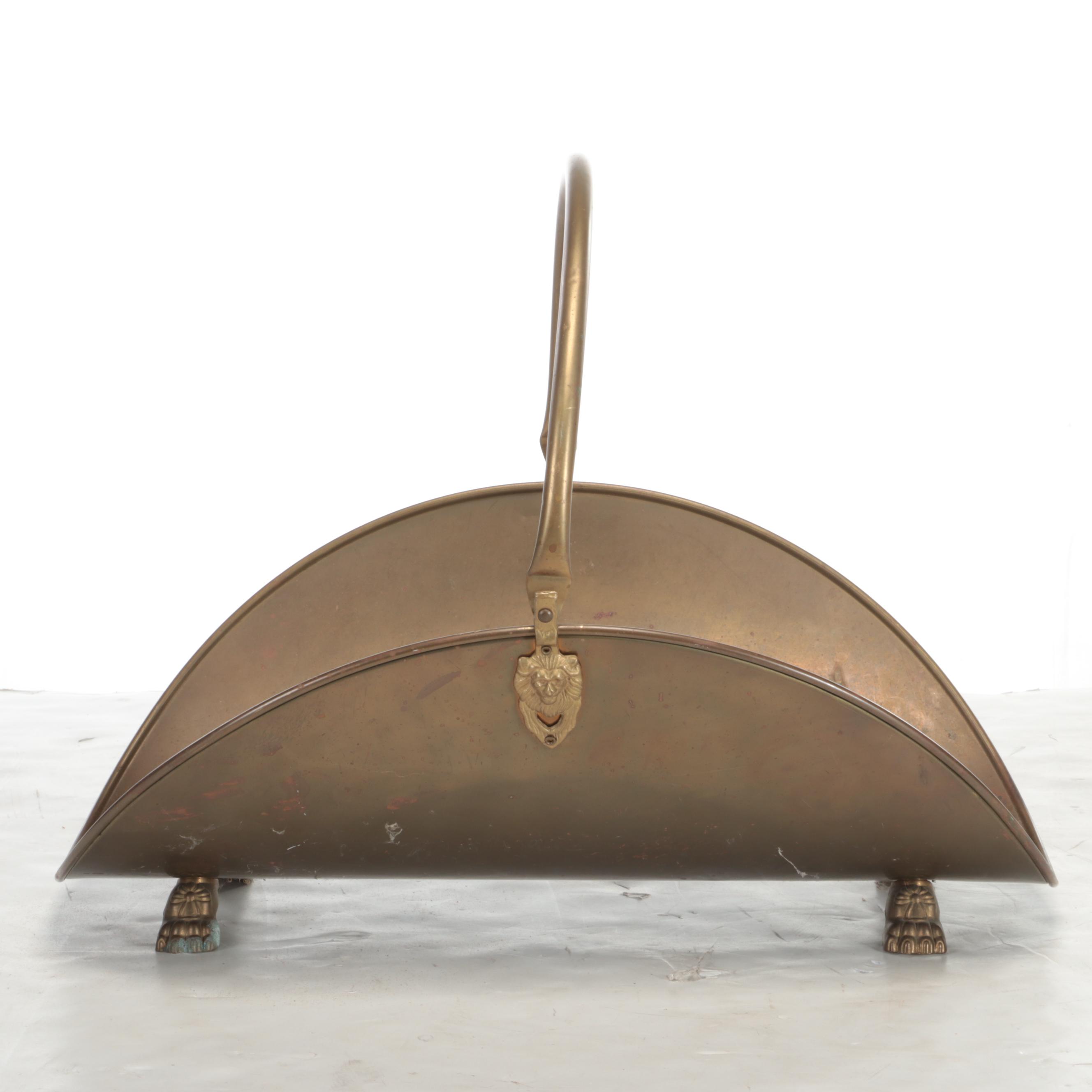 Brass Firewood Holder and Bucket with Ash Bucket, 20th Century EBTH