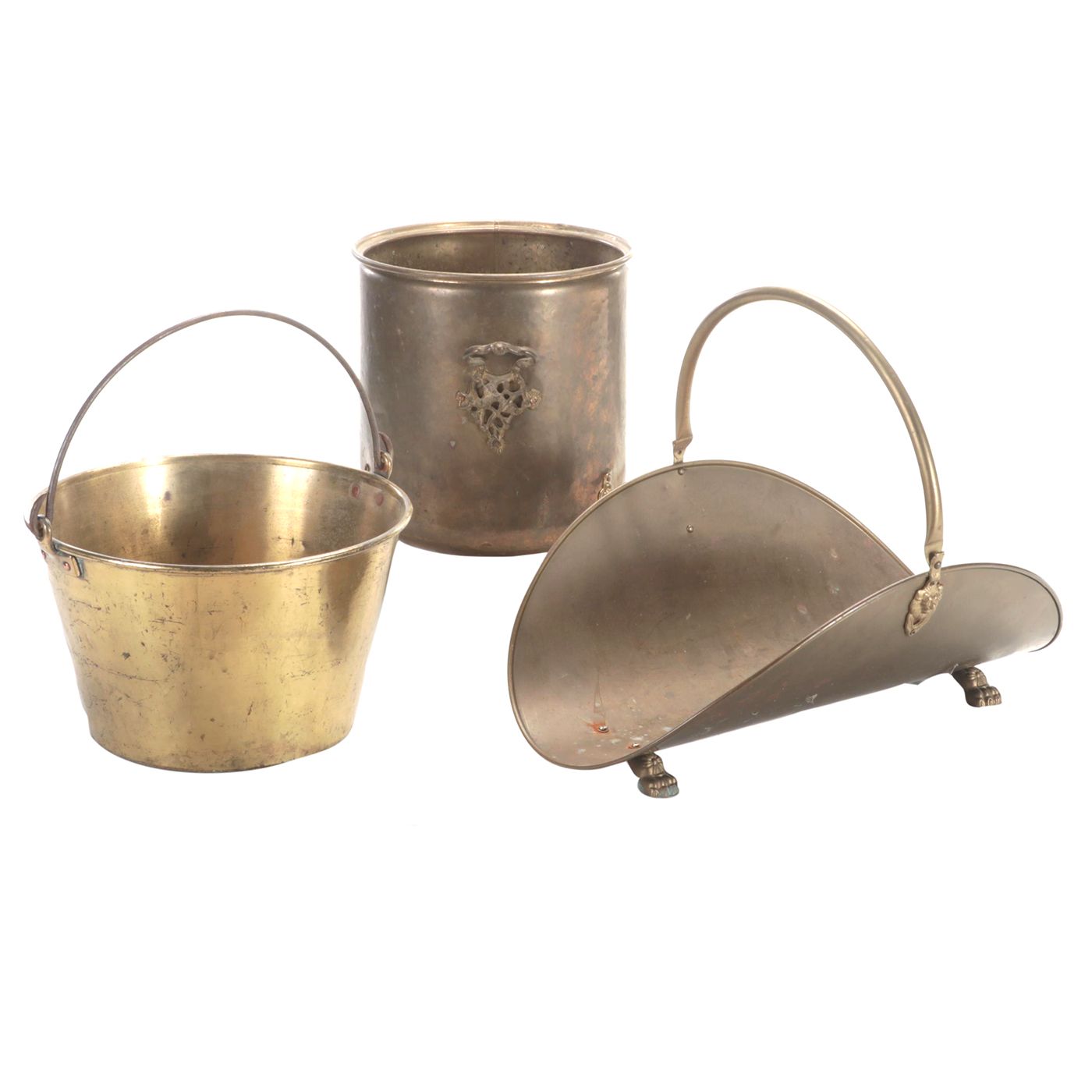 Brass Firewood Holder and Bucket with Ash Bucket, 20th Century EBTH