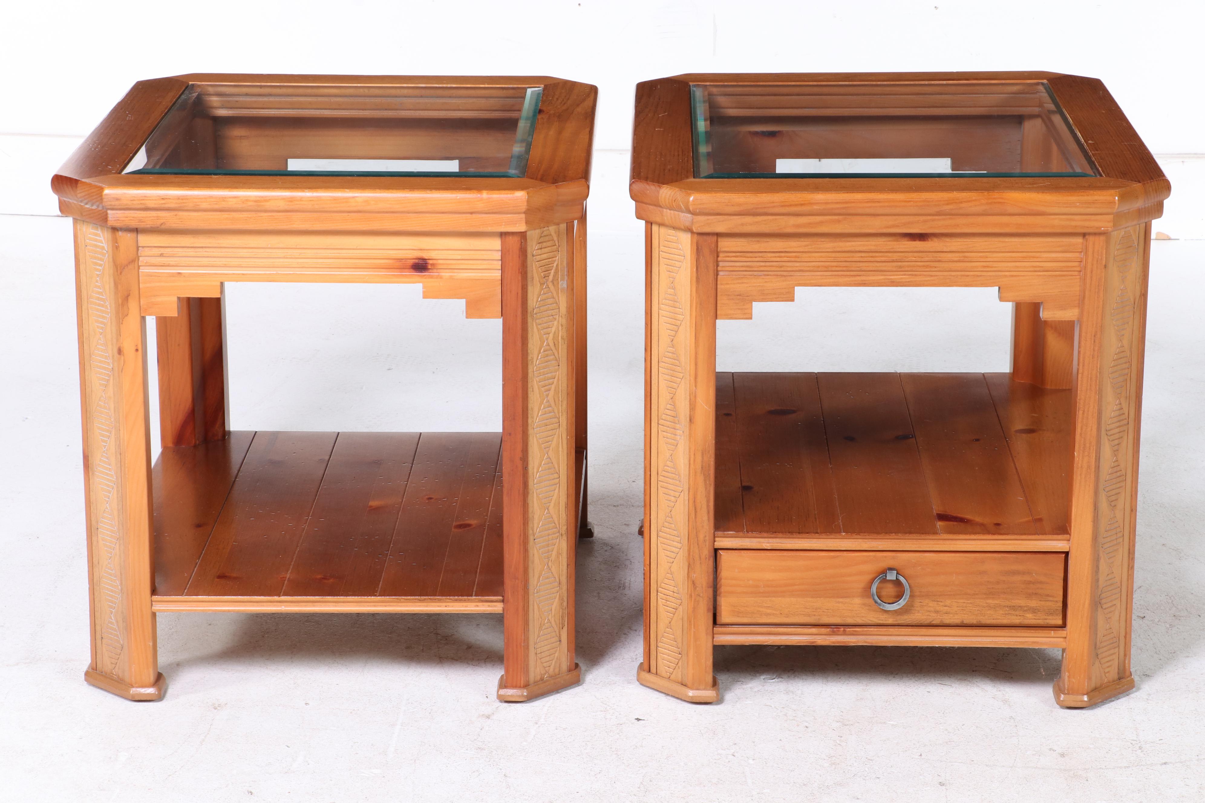 Three Hammary Furniture Spanish Colonial Style Pine Occasional Tables