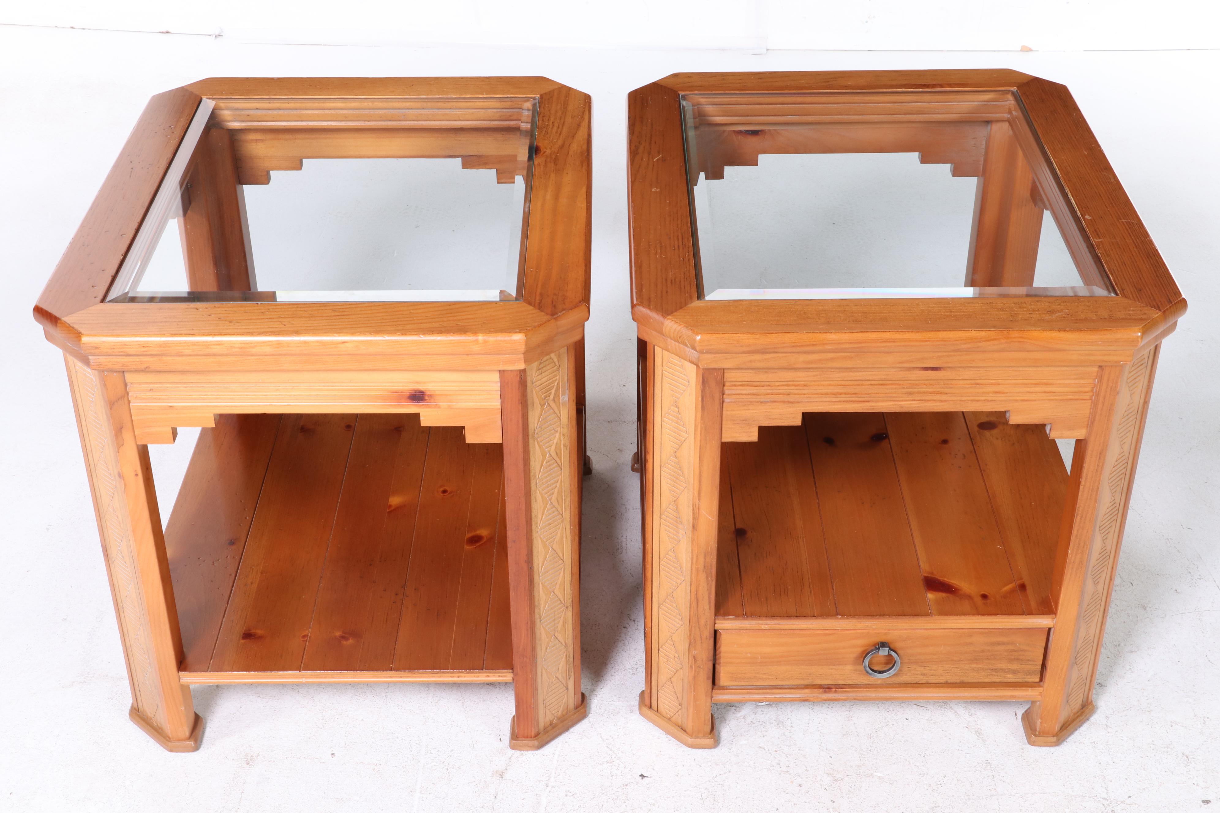 Three Hammary Furniture Spanish Colonial Style Pine Occasional Tables