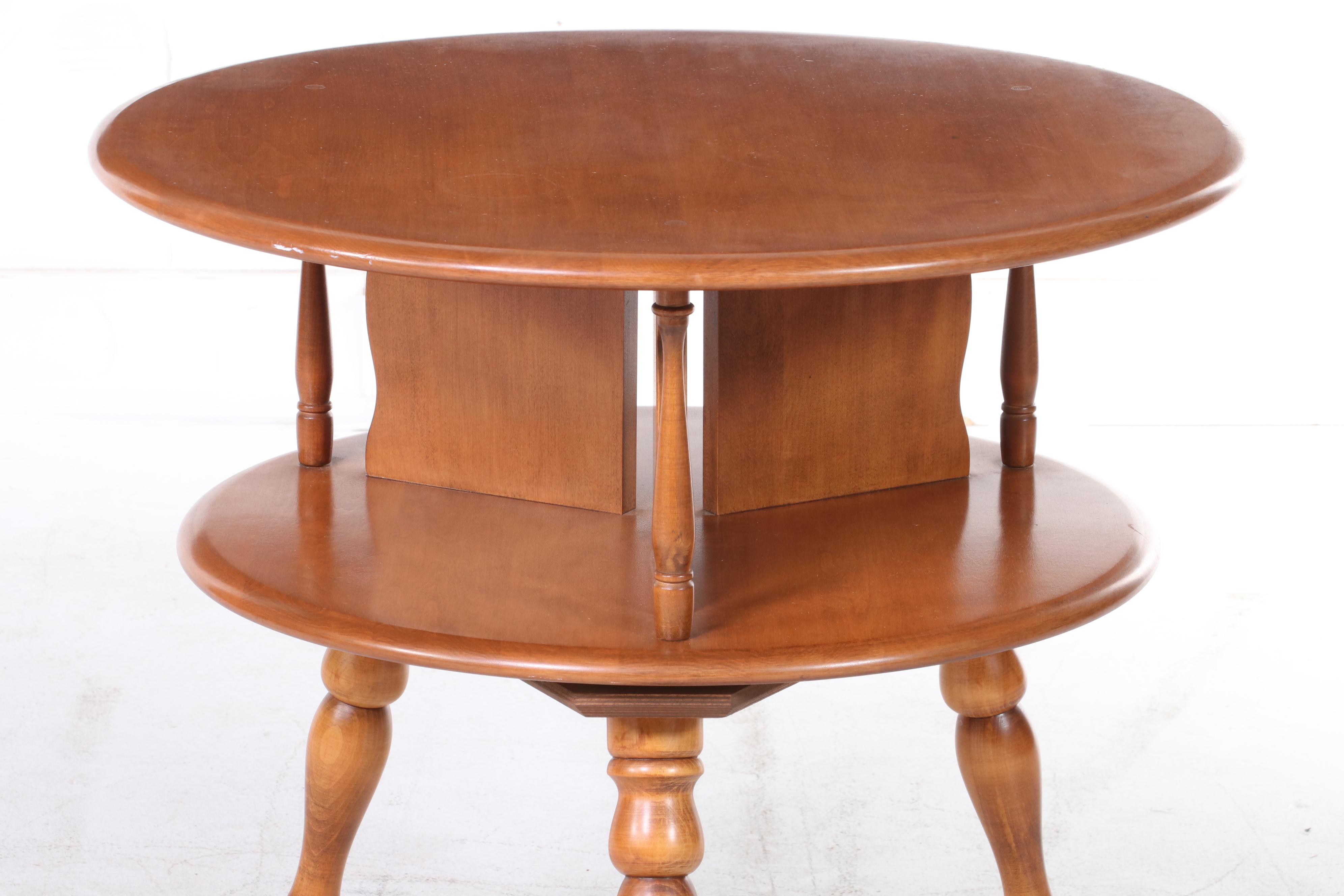 Ethan Allen "Early American" Maple and Birch Revolving Book Table EBTH