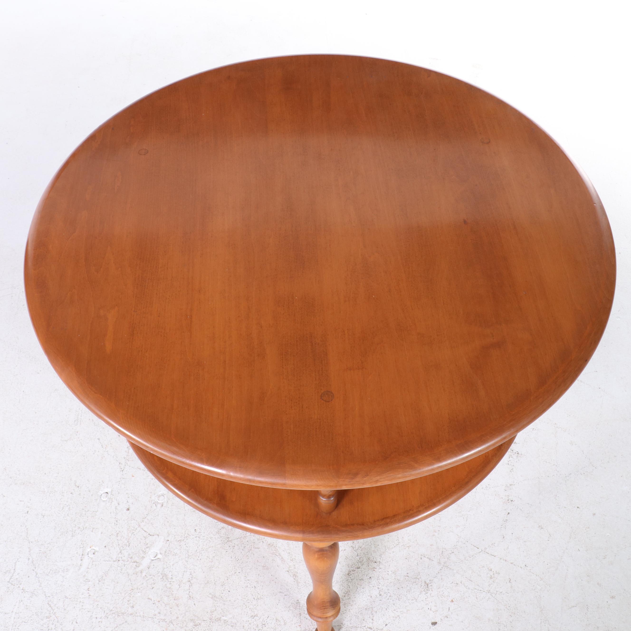 Ethan Allen "Early American" Maple and Birch Revolving Book Table EBTH