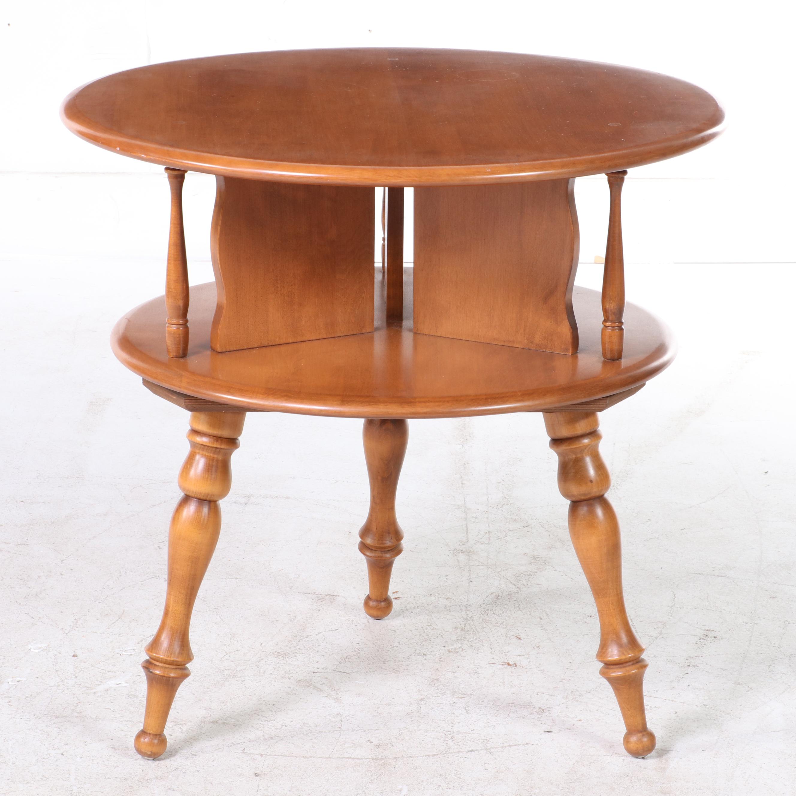 Ethan Allen "Early American" Maple and Birch Revolving Book Table EBTH