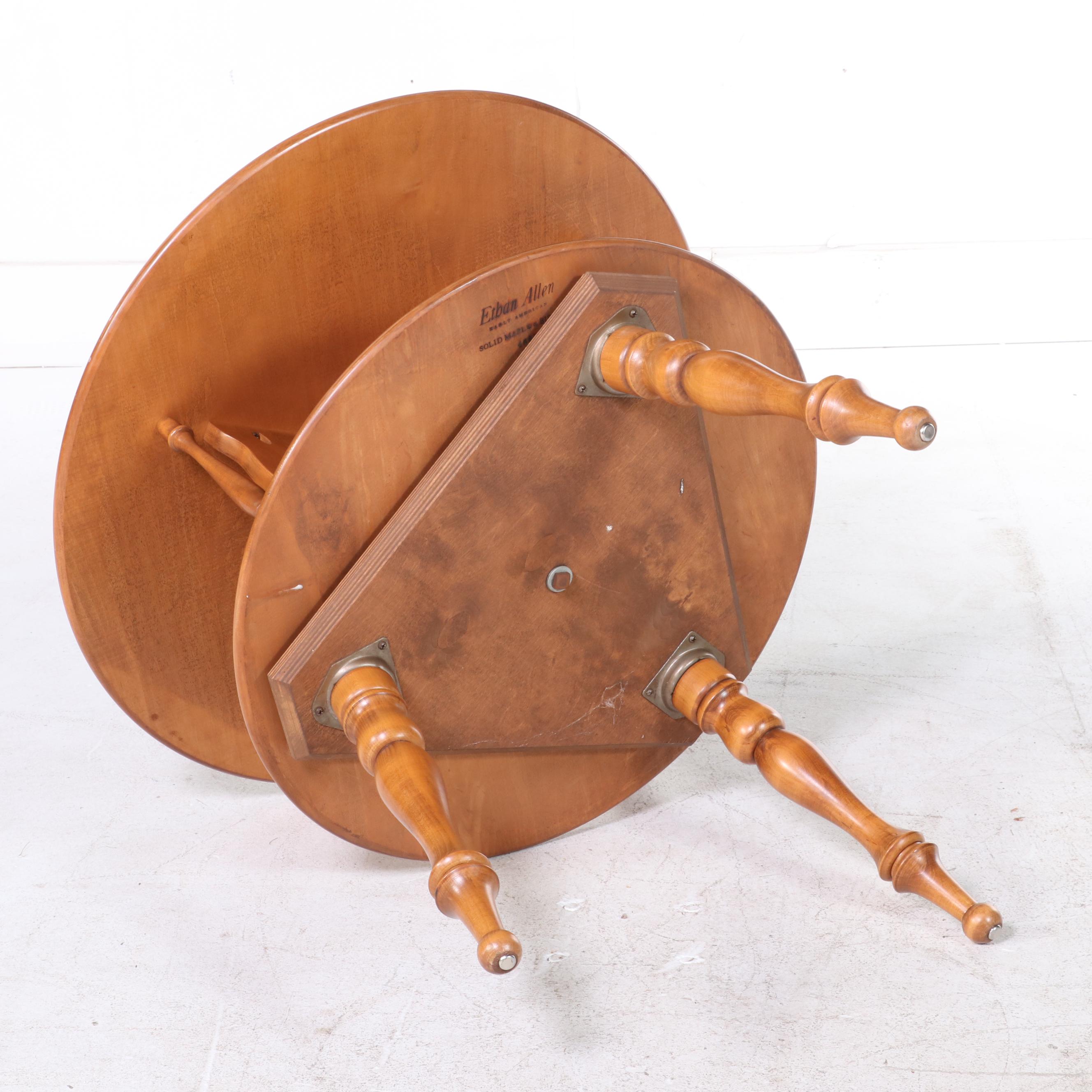 Ethan Allen "Early American" Maple and Birch Revolving Book Table EBTH