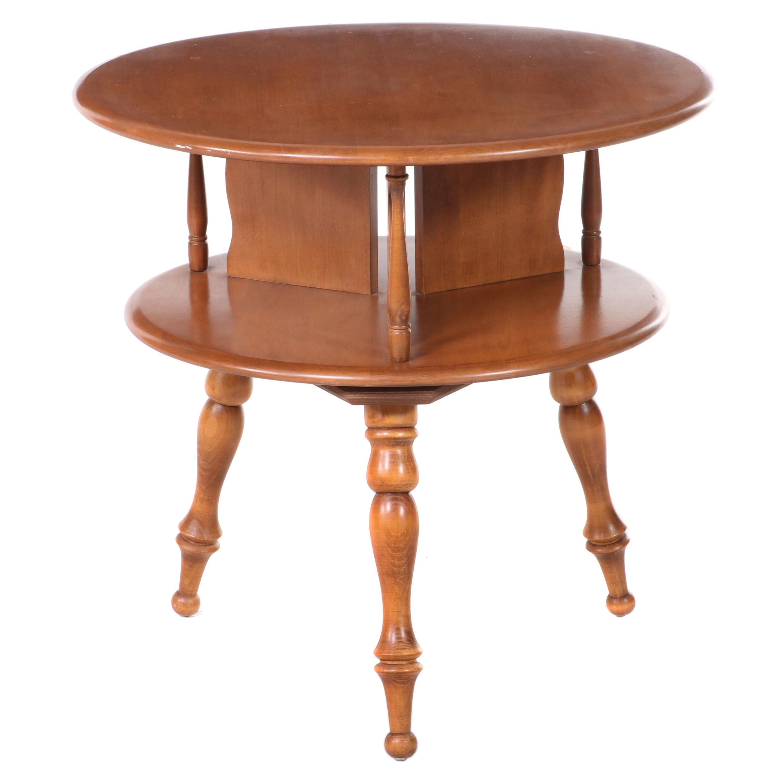 Ethan Allen "Early American" Maple and Birch Revolving Book Table EBTH