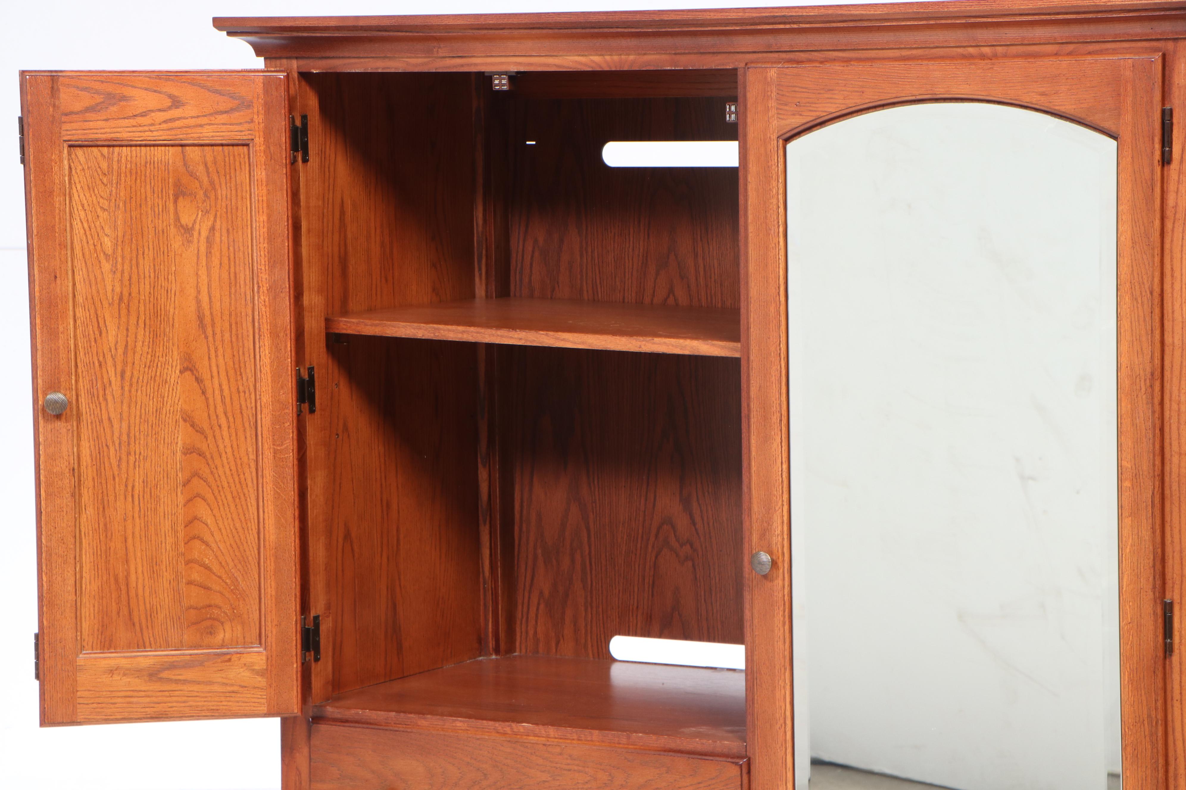 Thomasville "Impressions" Arts and Crafts Style Oak Media Wardrobe EBTH