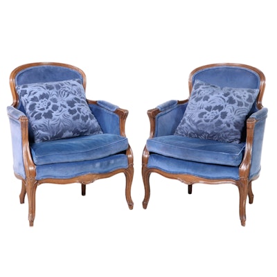 Pair of Rococo Revival Style Bergère Chairs, Late 20th Century