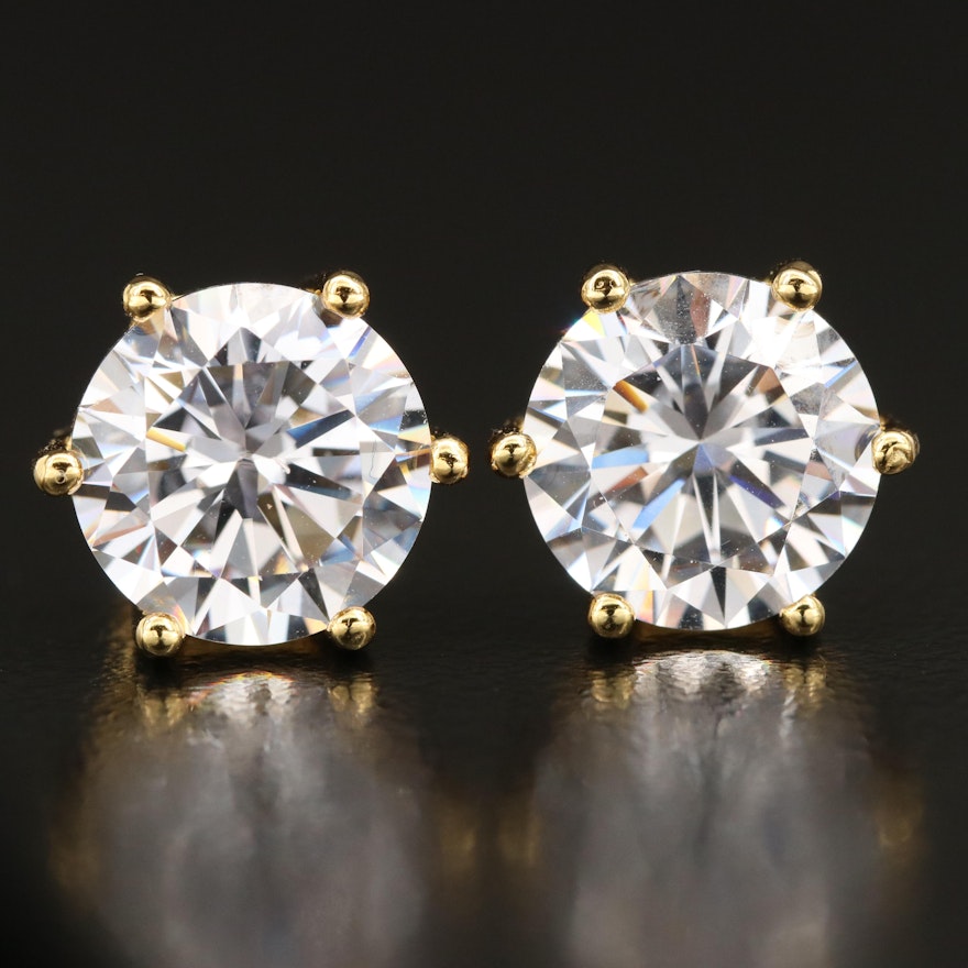 Sterling Silver Cubic Zirconia Solitaire Earrings