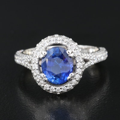 18K 2.25 CT Sapphire and Diamond Ring
