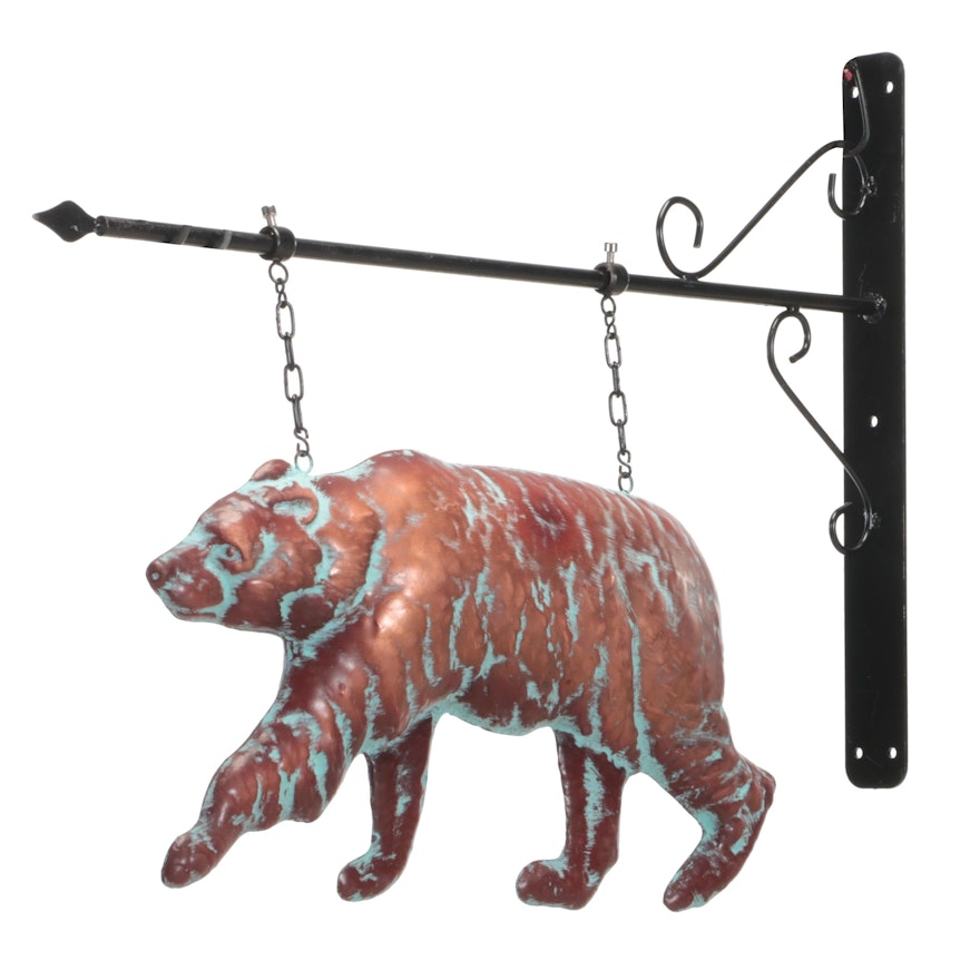 Patinated Copper Bear Wall Hanging Decor