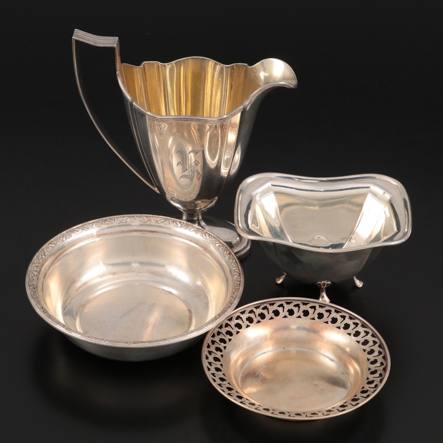 Gorham "Plymouth" Sterling Silver Creamer with Other Sterling Silver Tableware