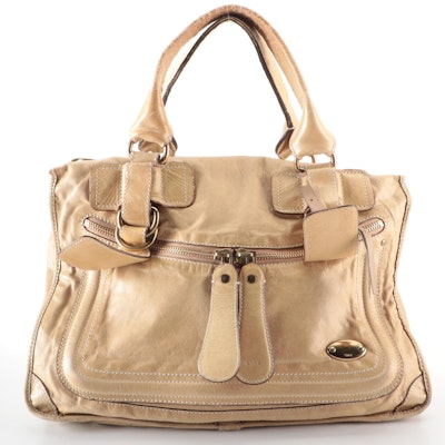 Chloé Large Bay Tote Bag in Beige Leather