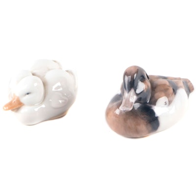 Royal Copenhagen "Tufted Duck" and "Ducklings" Porcelain Figures
