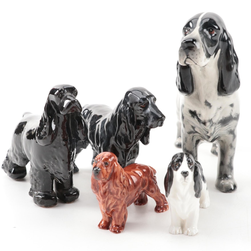 Royal Doulton and Other Bone China Cocker Spaniel Figures