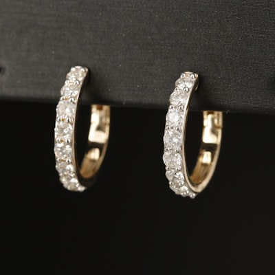14K 0.92 CTW Diamond Hoop Earrings